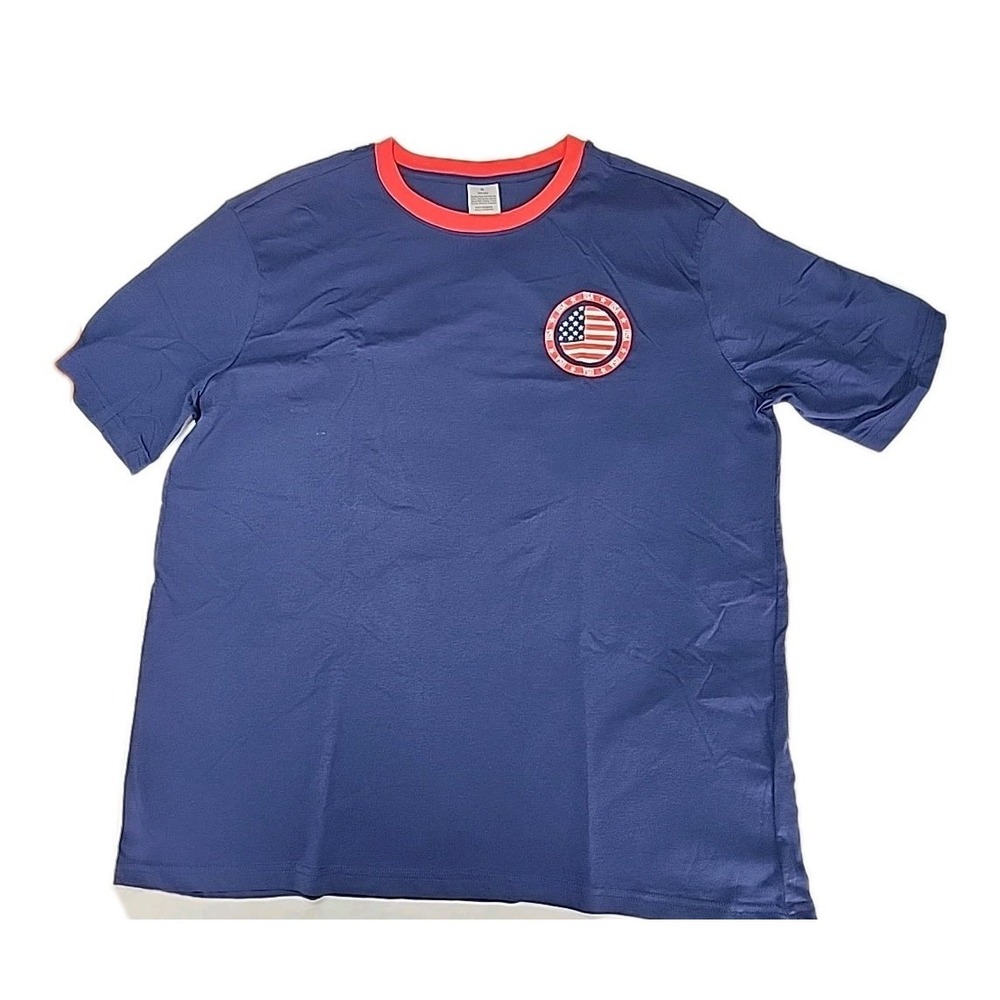 New Olympic Style USA Men's XL Soft 100% Cotton Graphic T-Shirt Blue &‎ Red NWT